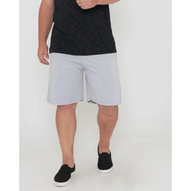Bermuda Plus Size Moletinho Listras Preta G1