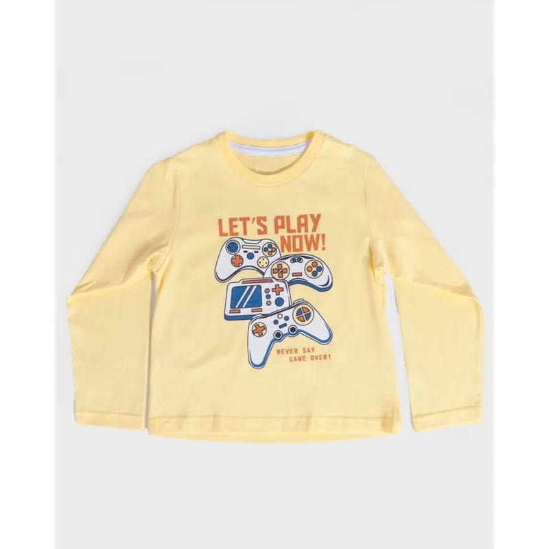 Camiseta Bebê Manga Longa Estampa Game Amarela 3