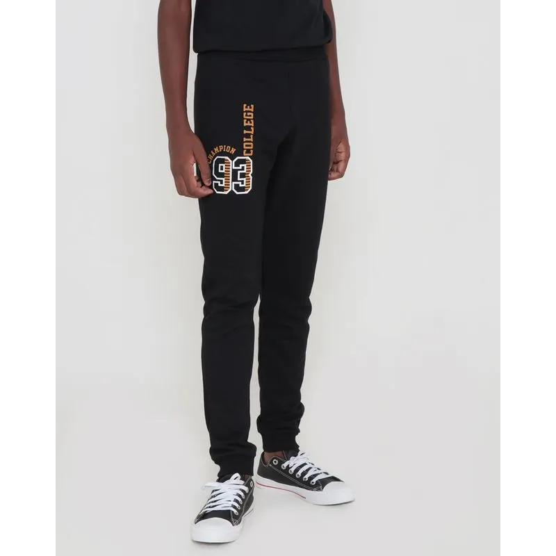 Calça Moletom Juvenil Básica Estampa College Preta 16