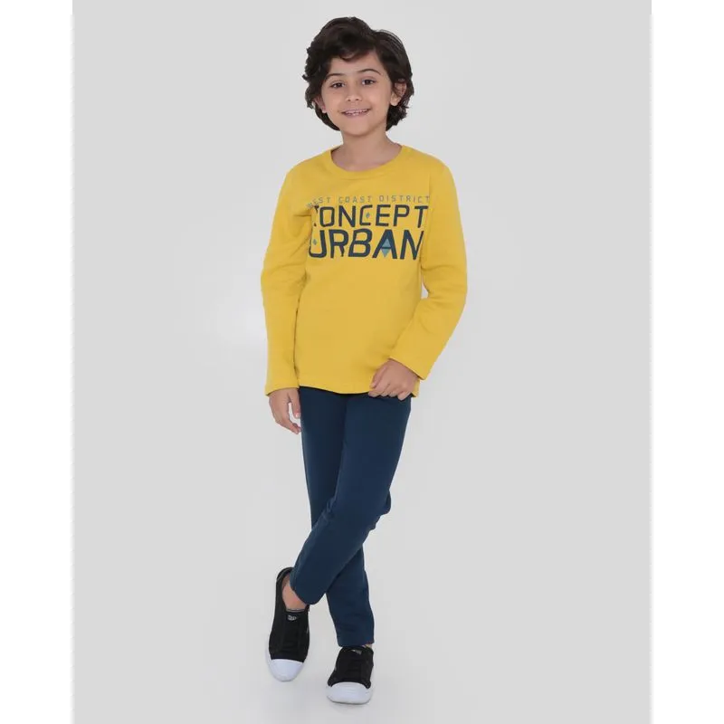 Conjunto Moletom Infantil Estampa Concept Urban Amarelo 4