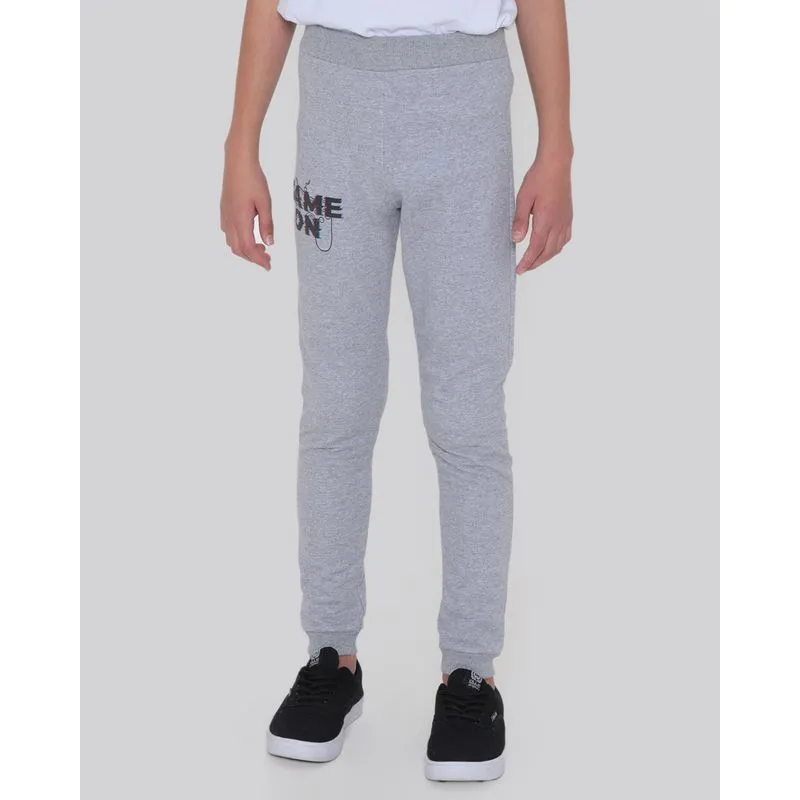 Calça Moletom Juvenil Estampa Game On Cinza Claro 10
