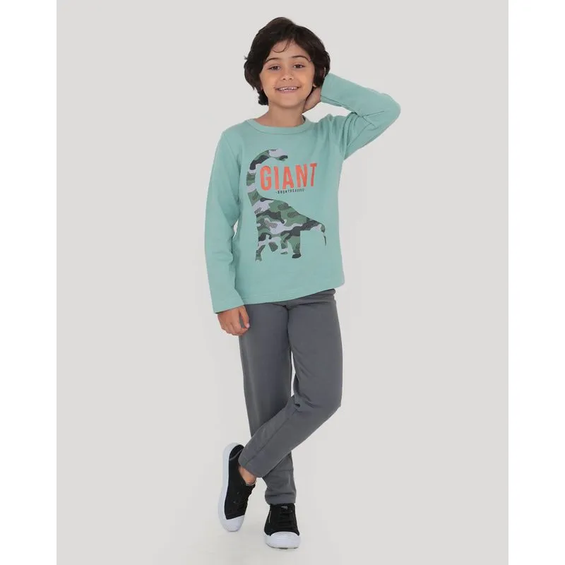 Conjunto Moletom Infantil Dinossauro Verde Claro 4