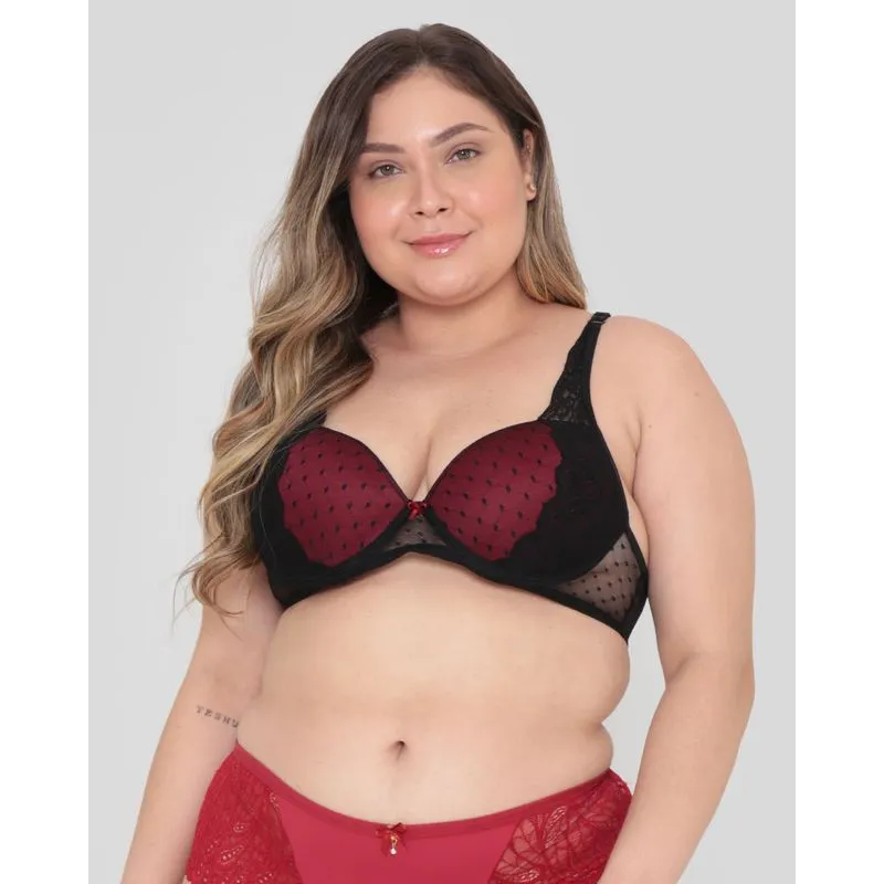 Sutiã Com Base Plus Size Avulso Tule Preto 46