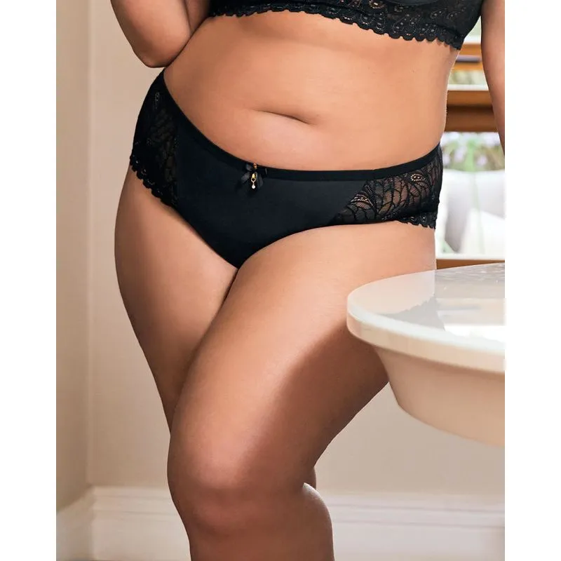 Calcinha Plus Size Bíquini Recorte Renda Preta P