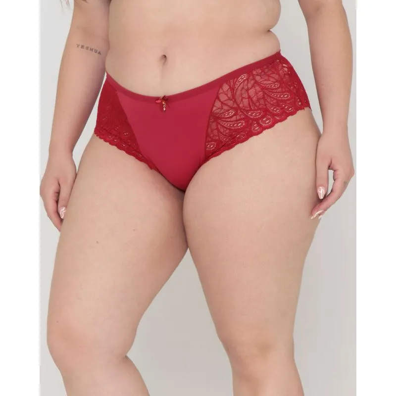Calcinha Plus Size Bíquini Recorte Renda Vermelha GG