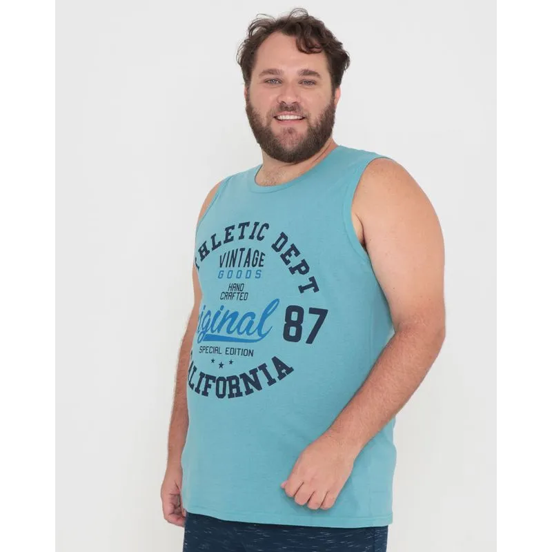 Regata Masculina Plus Size Estampa Original Verde Claro G4