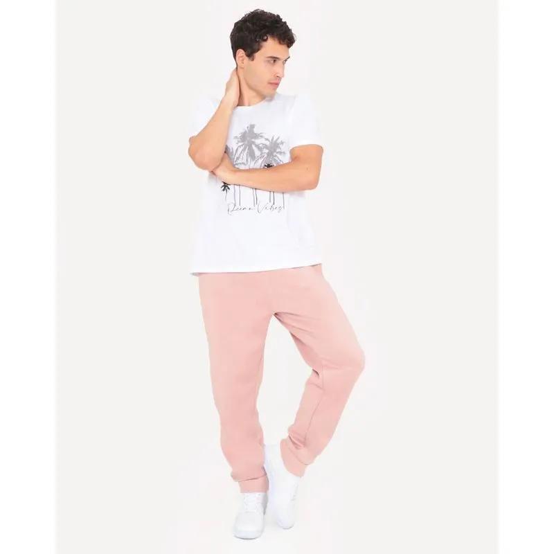 Calça Moletom Masculina Básica Jogger Rosa P