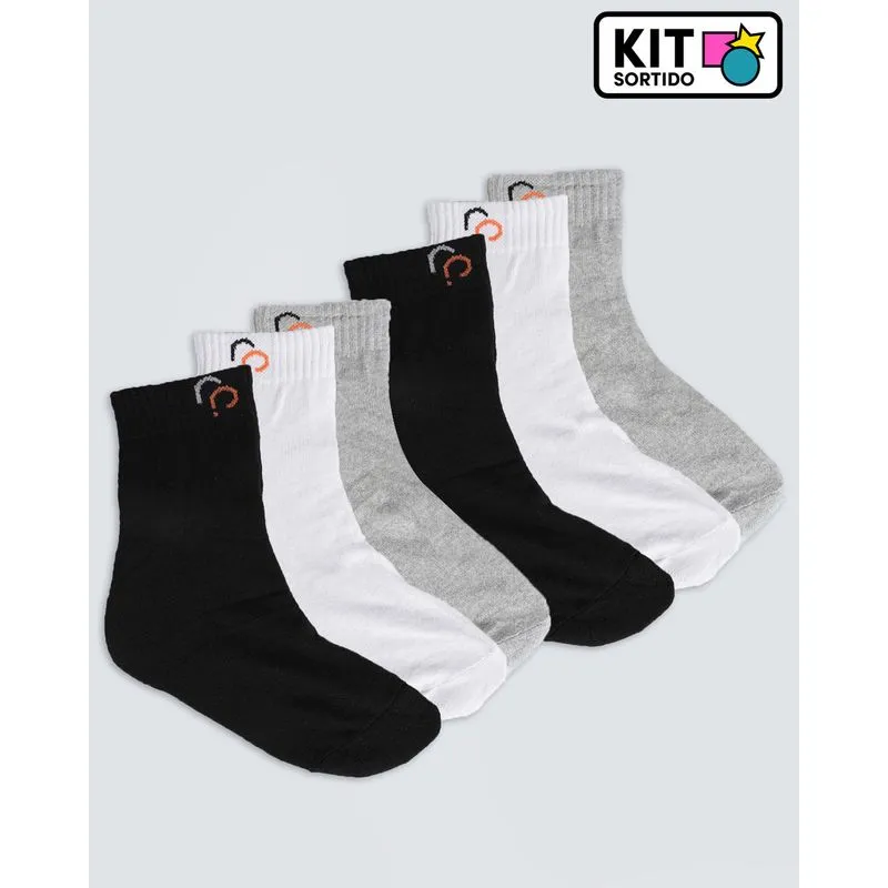 Kit 3 Pares de Meia Masculina Invisível Cores Sortidas 39 A 43