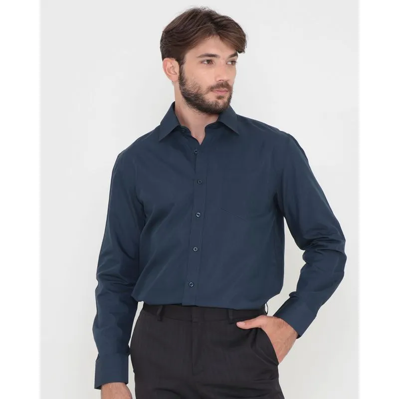 Camisa Social Masculina Azul Marinho 6