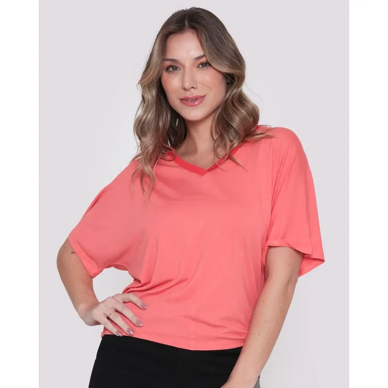 Blusa Decote V Lisa Laranja GG