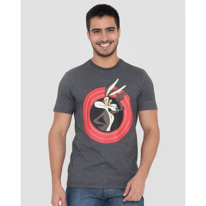 Camiseta Masculina Coiote Looney Tunes Cinza M