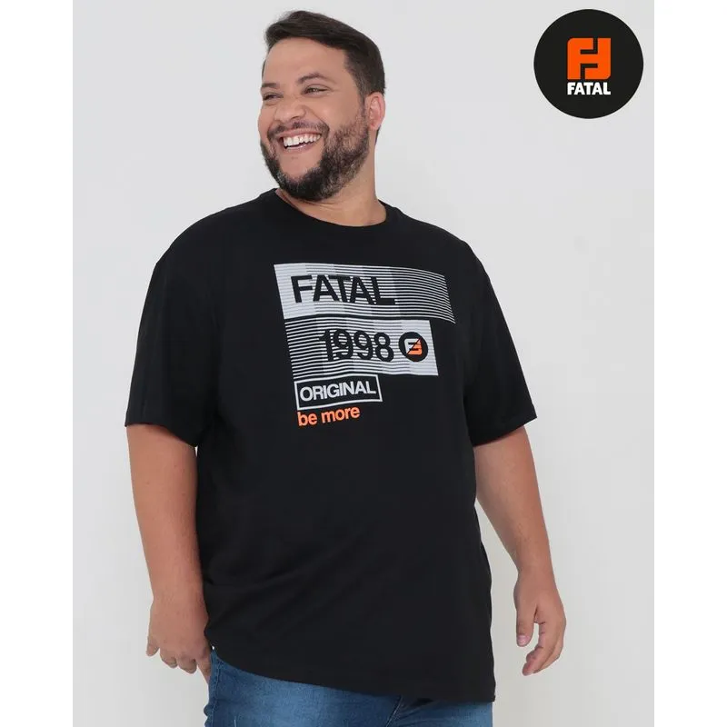 Camiseta Plus Size Manga Curta Estampa Fatal Preta P