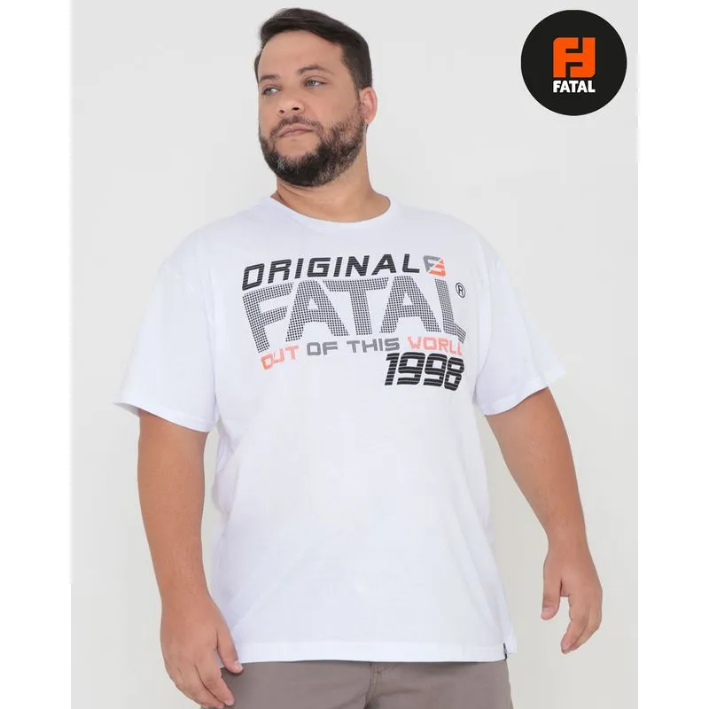 Camiseta Plus Size Masculina Estampa Original Fatal Branca G