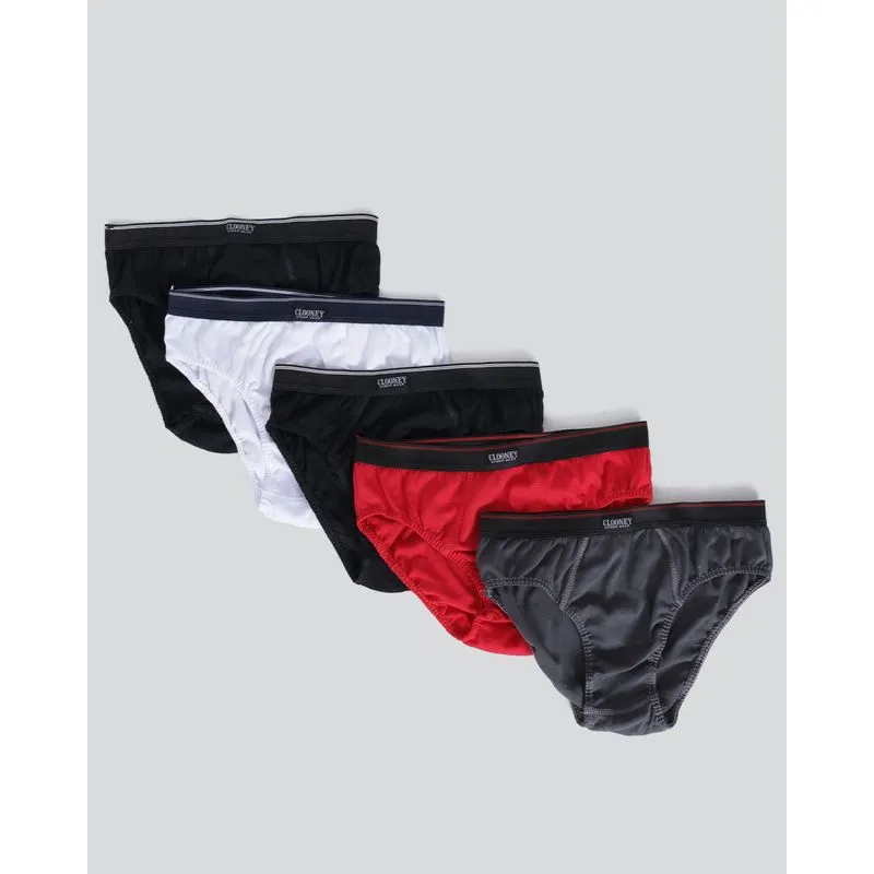 Kit 5 Cuecas Masculina Slip Algodão Branca Cinza Preta Vermelha P