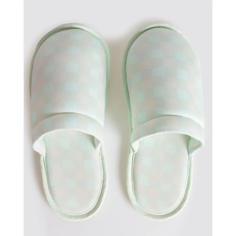 Pantufa De Quarto Fechado Feminino Estampado Verde Claro G