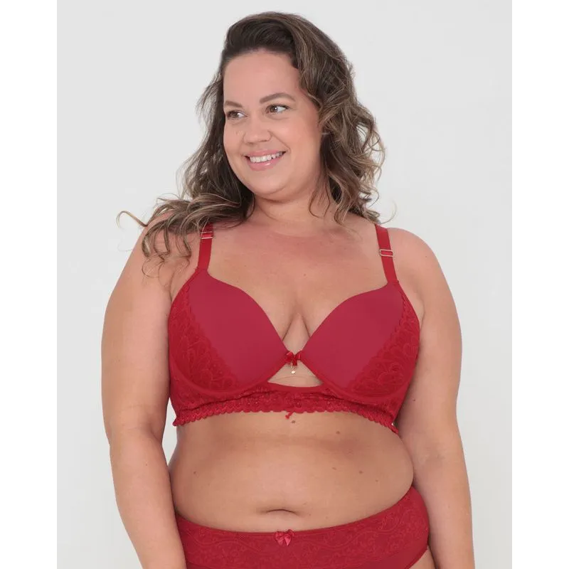 Sutiã Plus Size Feminina Com Base Renda Vermelha 48