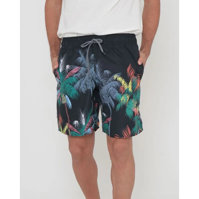 Bermuda Masculina Estampa Floral Preta G