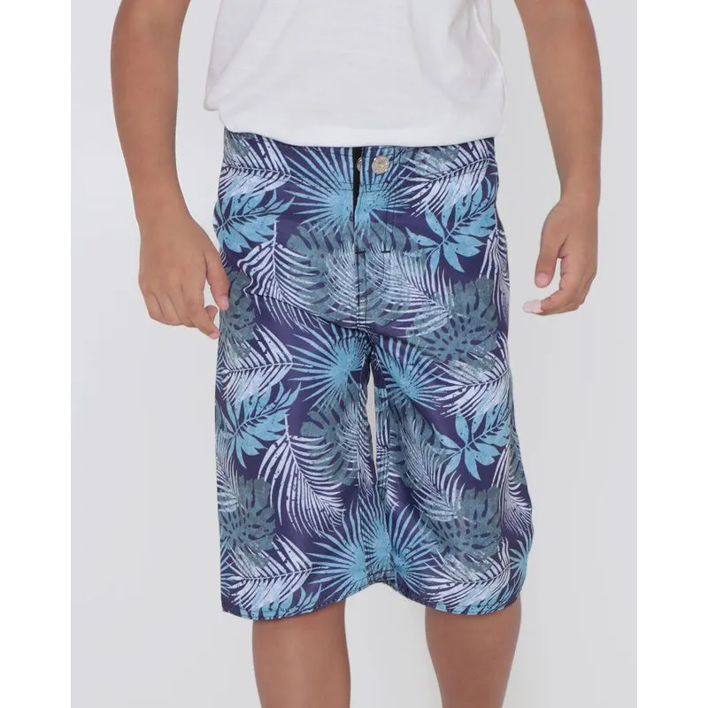 Bermuda Infantil Estampa Folhas Marinho 8