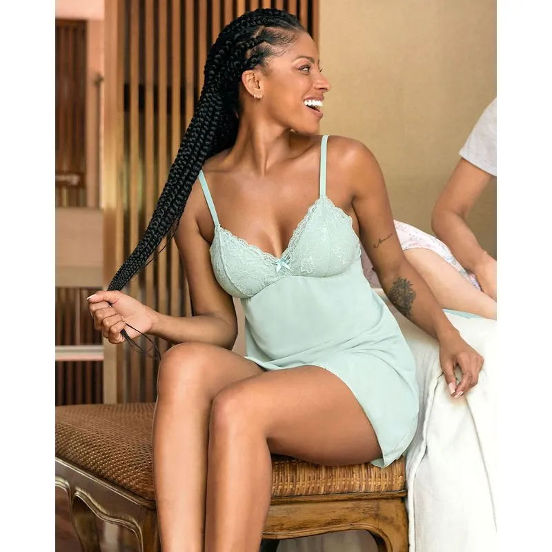 Camisola Feminina Alcinha Liganete Renda Verde G