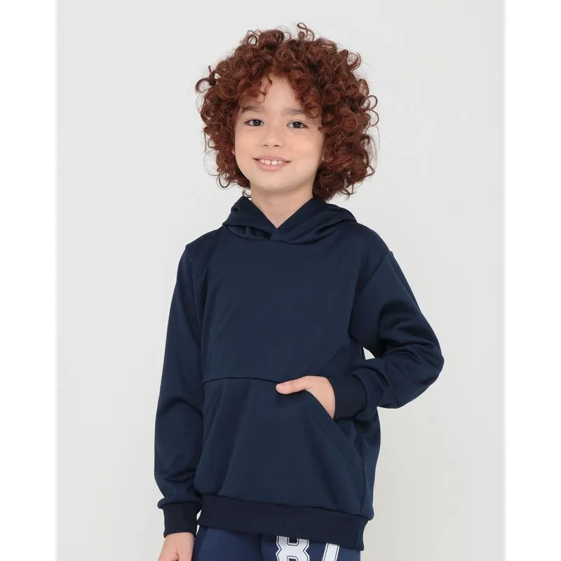 Blusão Helanca Infantil Com Capuz Marinho 6