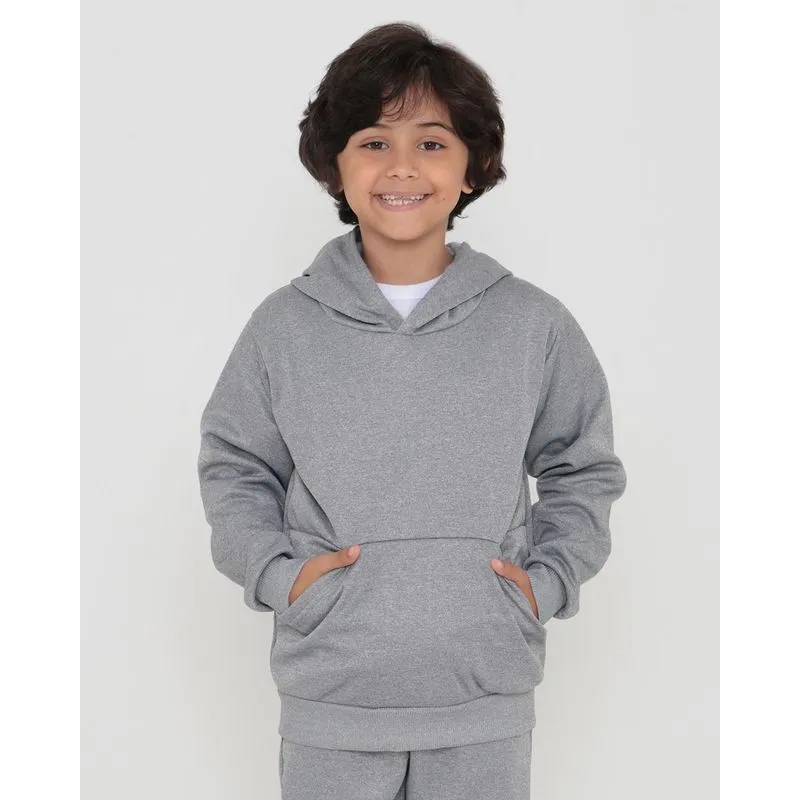Blusão Infantil Helanca Com Capuz Cinza 8