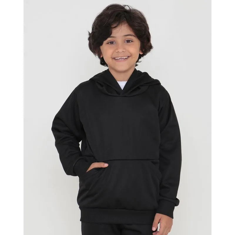 Blusão Helanca Infantil Com Capuz Preta 6