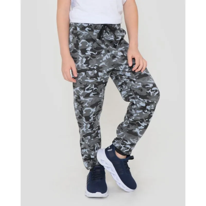 Calça Infantil Moletom Camuflado Cinza 4