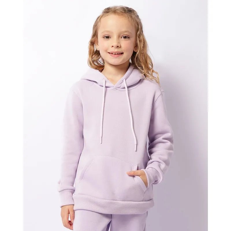Blusão Infantil Com Capuz Bolso Canguru Lilás 6