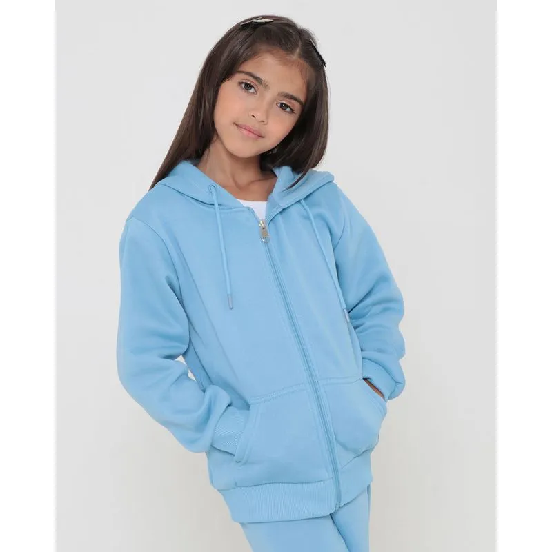 Casaco Infantil Moletom Zíper Azul Claro 4
