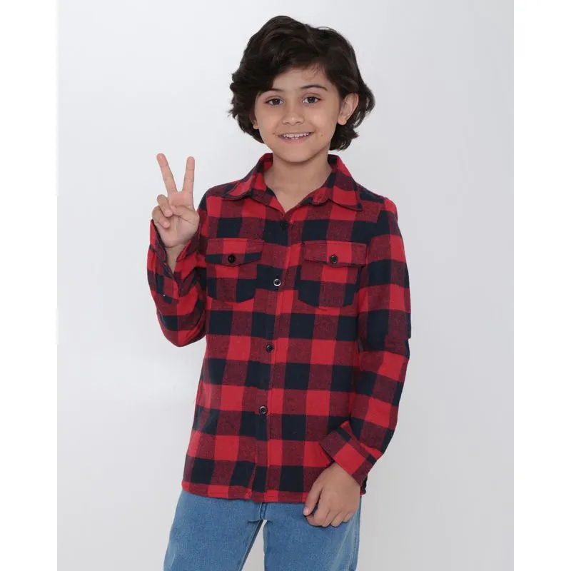 Camisa Infantil Estampa Xadrez Vermelho 8