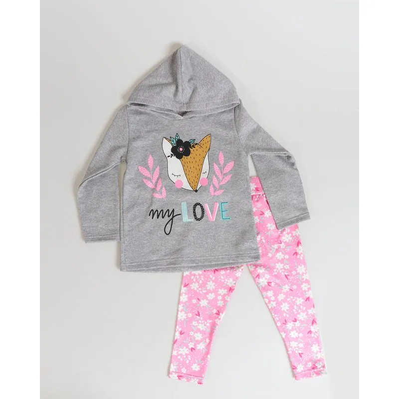 Conjunto Bebê Estampado Raposa Cinza Claro 1