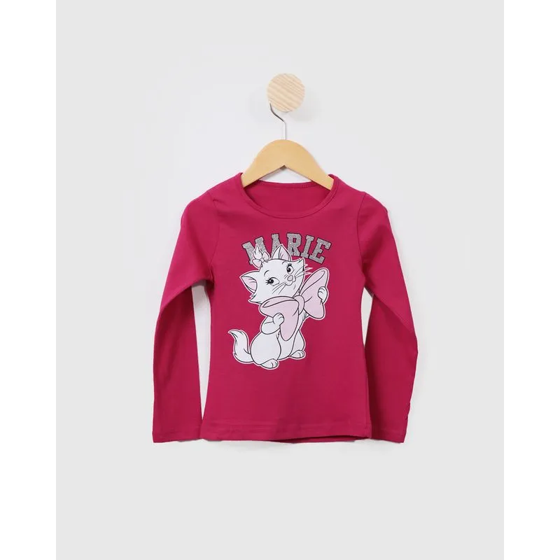 Blusa Bebê Manga Longa Marie Disney Rosa Médio 3