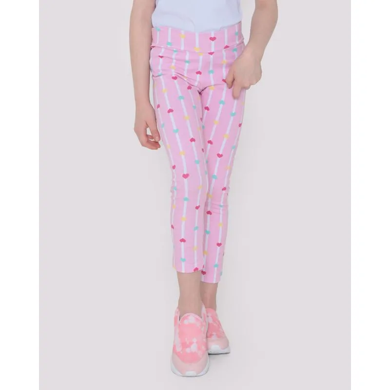 Calça Legging Infantil Estampa Corações Rosa 4