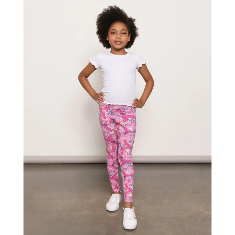Calça Infantil Legging Estampada Passarinhos Rosa 6
