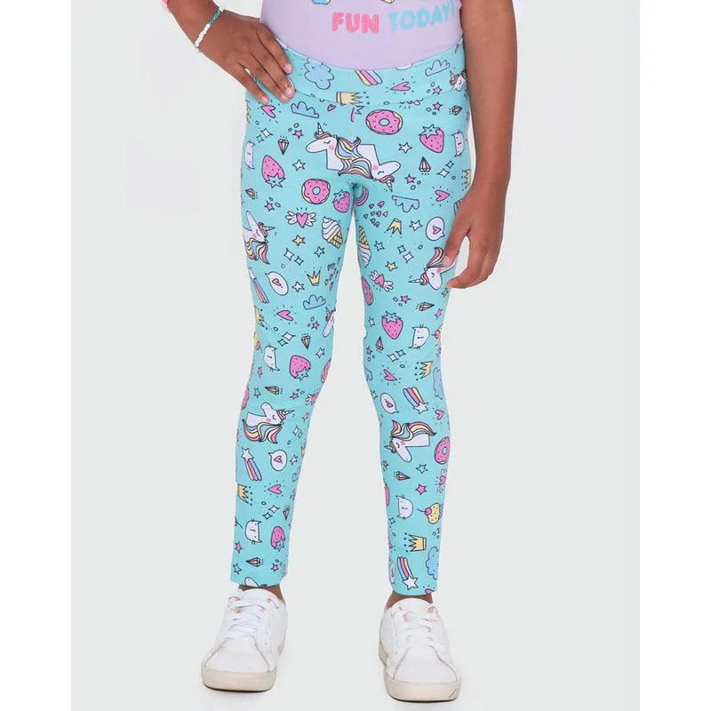 Calça Legging Infantil Estampa Colorida Verde 6