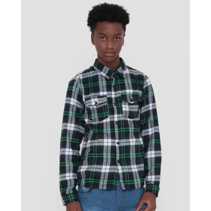 Camisa Juvenil Flanelada Xadréz Preta 10
