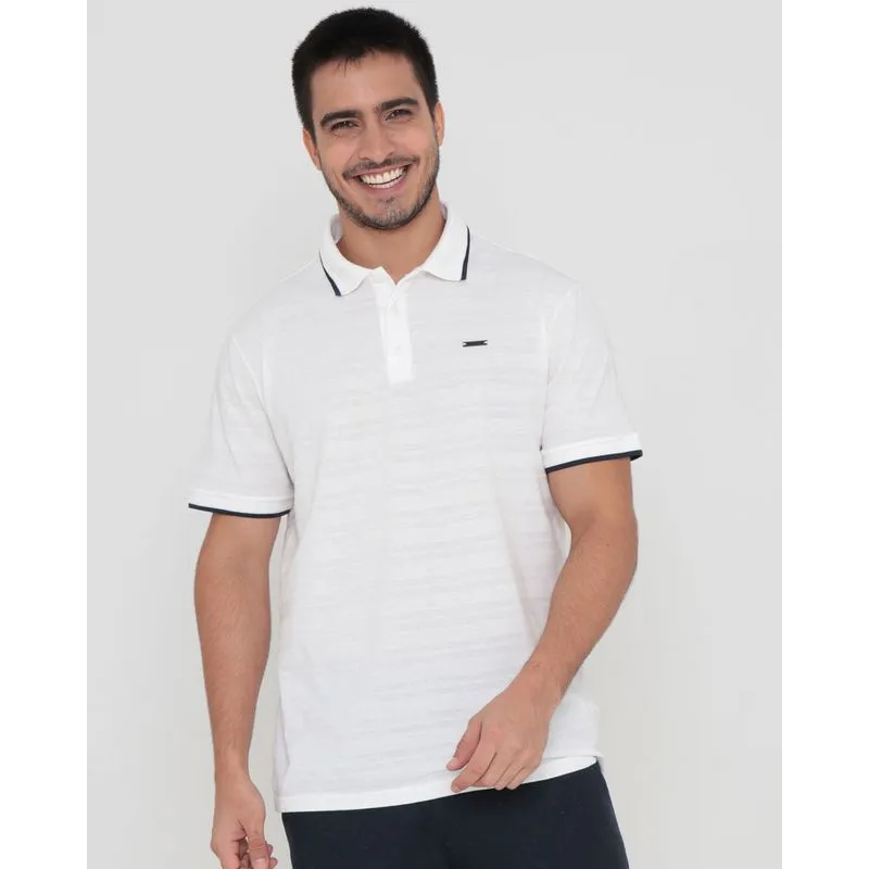 Polo Masculina Lisa Jacquard Off White GG