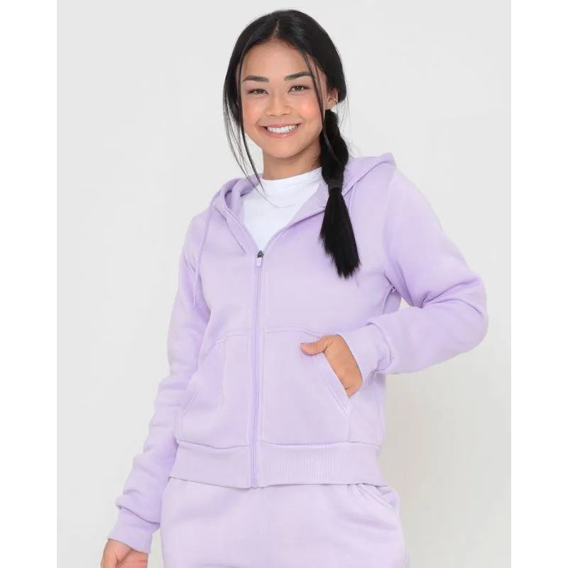 Casaco Moletom Feminino Capuz Lilás Claro M