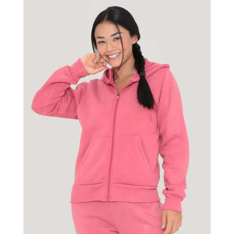 Casaco Moletom Feminino Capuz Rosa Médio P