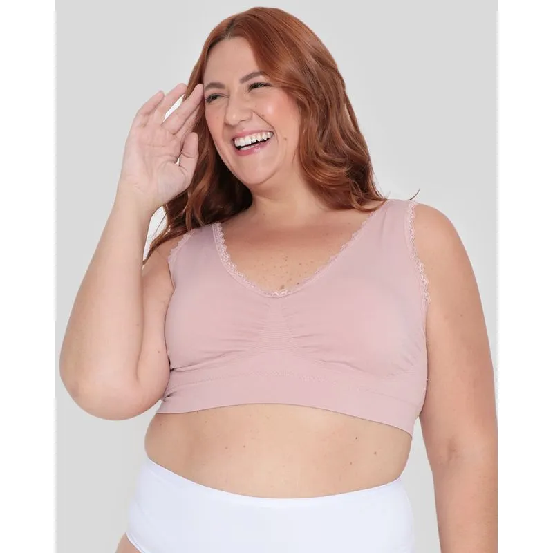 Sutiã Top Plus Size Avulso Bojo Removível Sem Costura Rosa G3