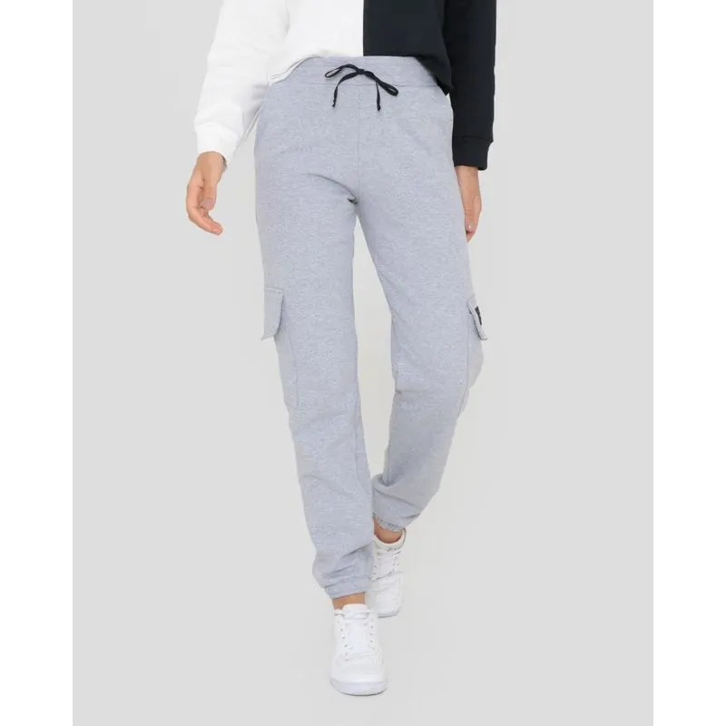 Calça Moletom Feminino Cargo Cinza G