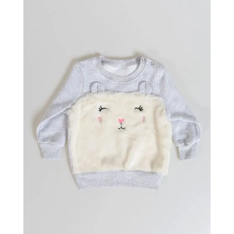 Blusão Bebê Moletom Gatinho Cinza M