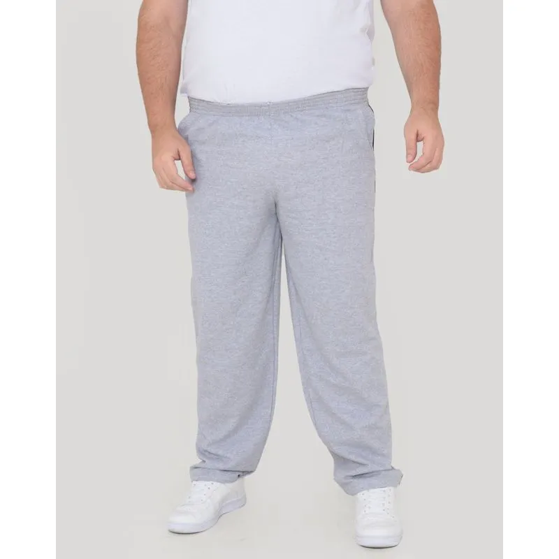 Calça Moletom Masculina Plus Size Básica Friso Cinza G2
