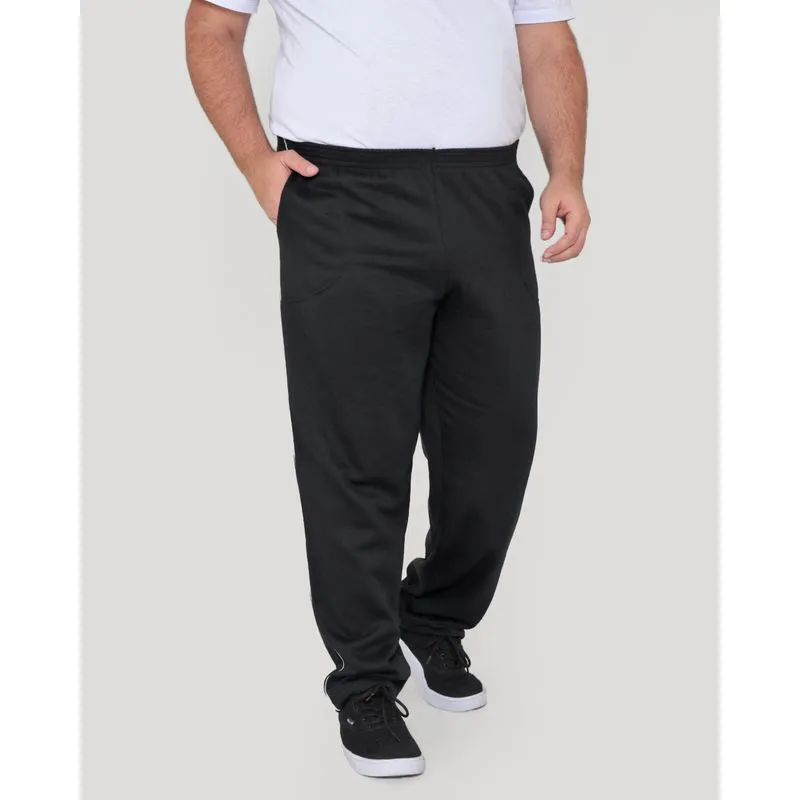 Calça Moletom Masculina Plus Size Básica Friso Preta G4