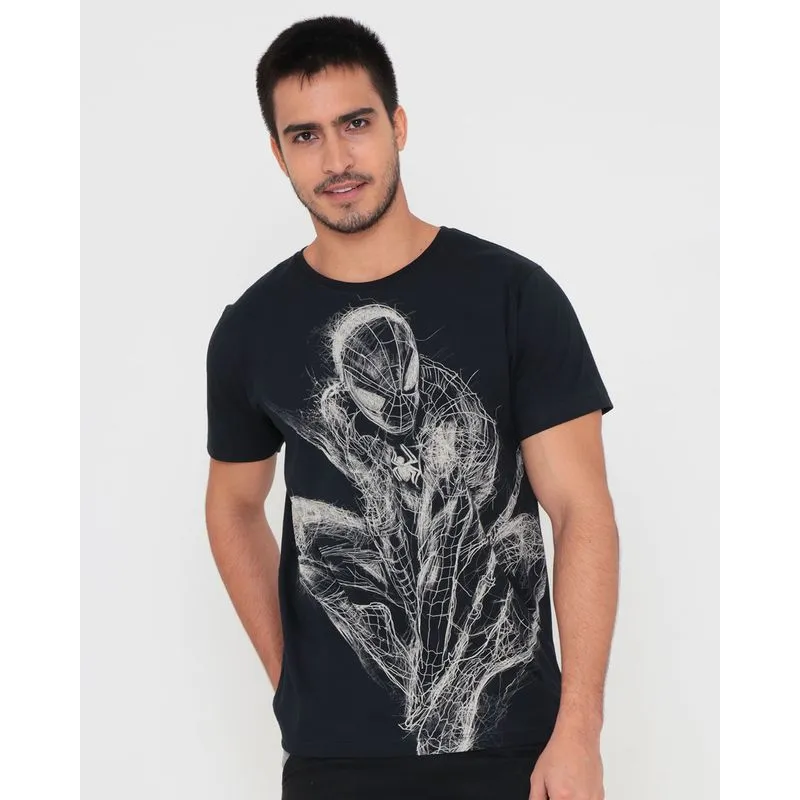Camiseta Masculina Homem Aranha Marvel Preta G