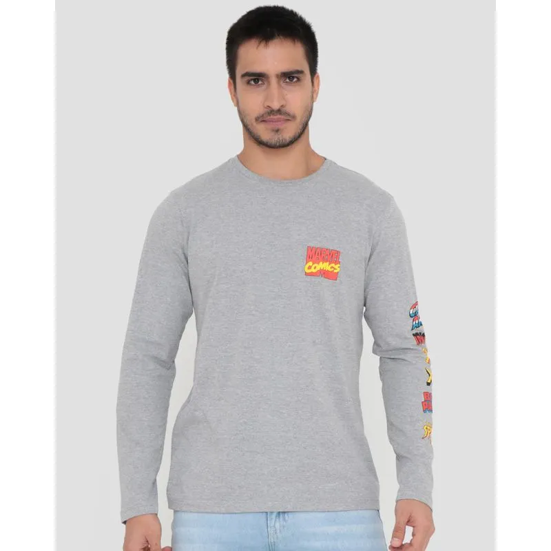 Camiseta Masculina Manga Longa Marvel Cinza Claro M
