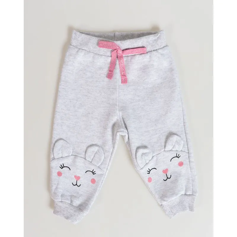 Calça Bebê Moletom Ursinha Cinza P