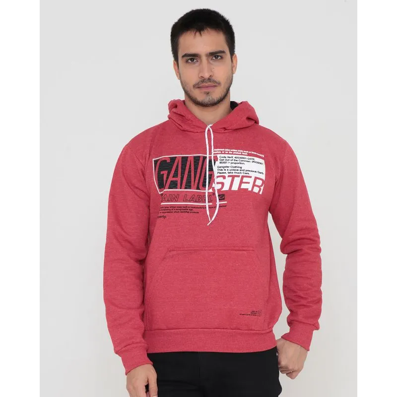 Blusão Moletom Masculino Gantster Com Capuz Vermelho Médio G
