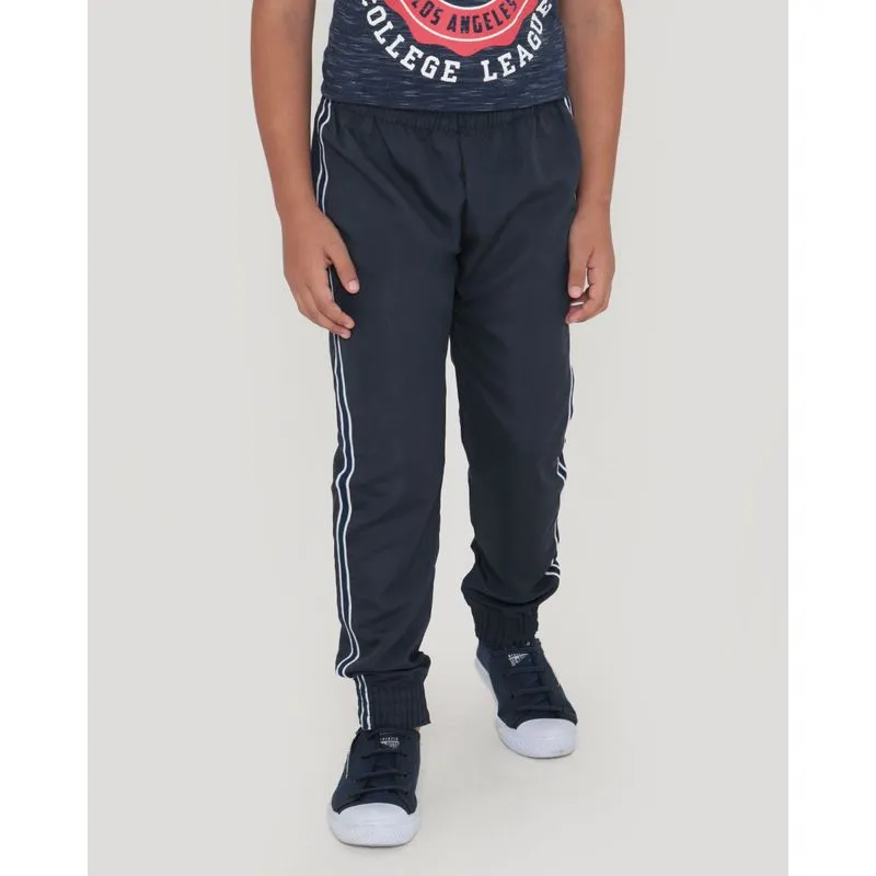 Calça Infantil Faixa Lateral Jogger Azul Marinho 8