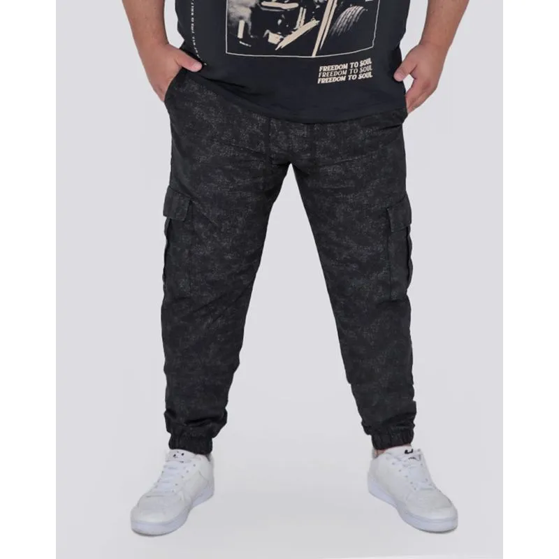 Calça Plus Size Sarja Masculina Cargo Jogger Preto 50